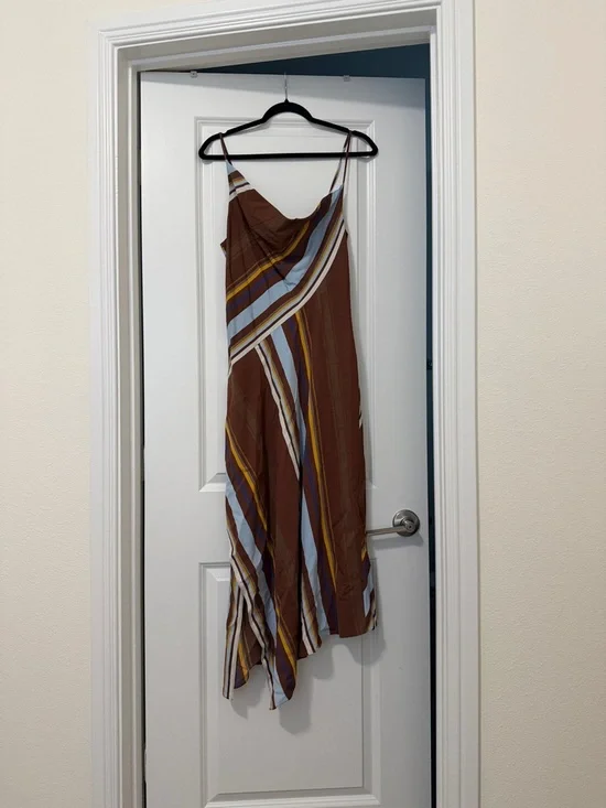 A.L.C Striped Brown and Blue Women's Dress, Size 8, EUC - Picture 7 of 9